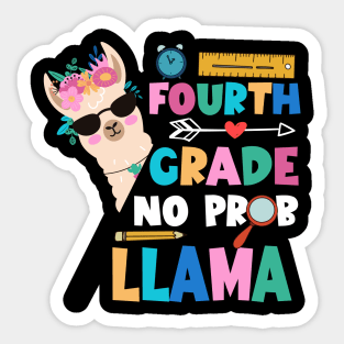 Fourth Grade Teacher 100th day of school No Prob Llama Sticker